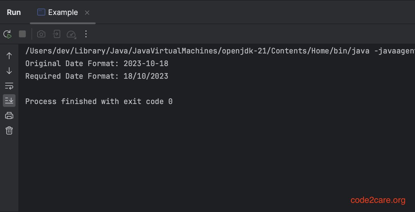 Convert Date Formats Example Java